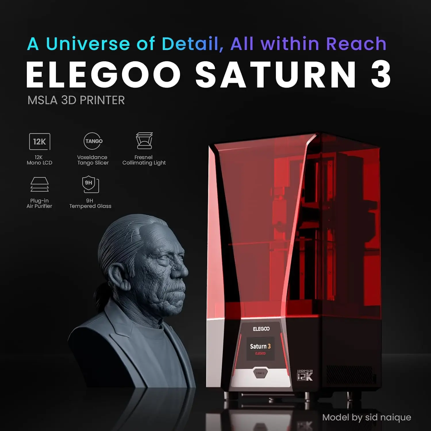 طابعة ثلاثية الأبعاد Saturn 3  - مراجعة 12K Monochrome Lcd Resin 3D Printer وسعره