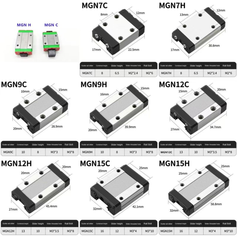 1 قطعة MGN7C MGN7H MGN9C MGN9H - مراجعة Linear Rail Mgn12H Set وسعره